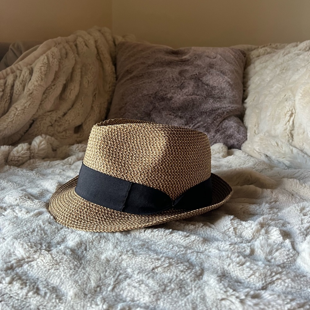 Tan Woven Fedora Hat